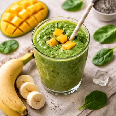 菠菜芒果香蕉奶昔