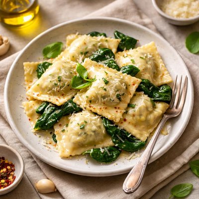 Spinach mozzarella cheese ravioli