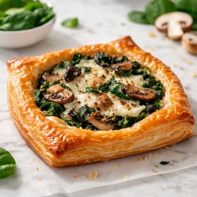 Spinach mushroom and cheese danish