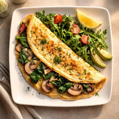 Spinach mushroom omelette