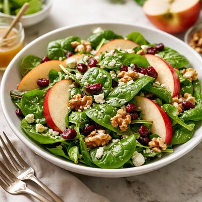 Spinach salad with apples and walnuts