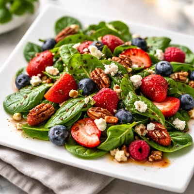 Spinach salad with berries and nuts