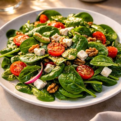 Spinach salad with cheese