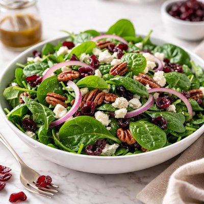 Spinach salad with cranberries and feta