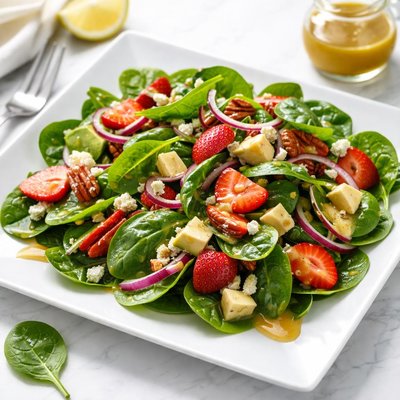 Spinach salad with dressing