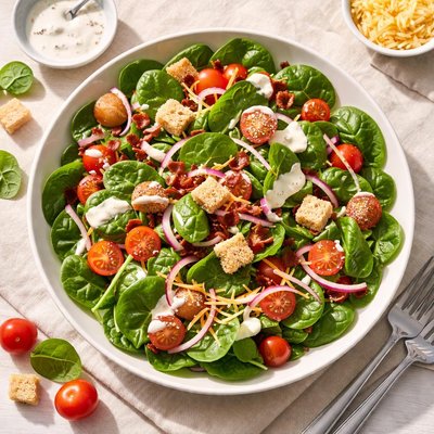 Spinach salad with ranch and cheese