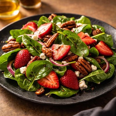 Spinach strawberry pecan salad