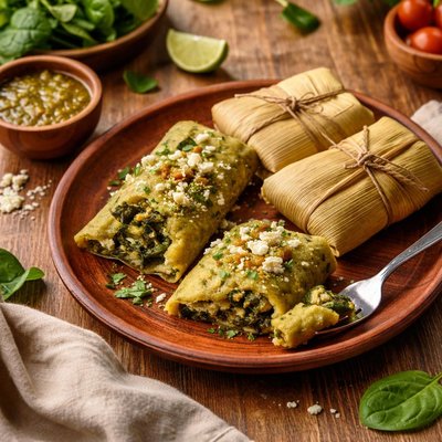 Spinach tamal