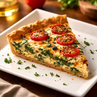 Spinach tomato quiche