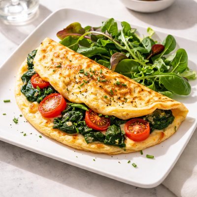 Spinach tomatoe omlete