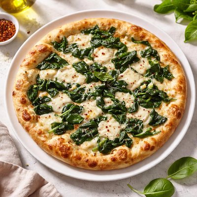Spinach white pizza
