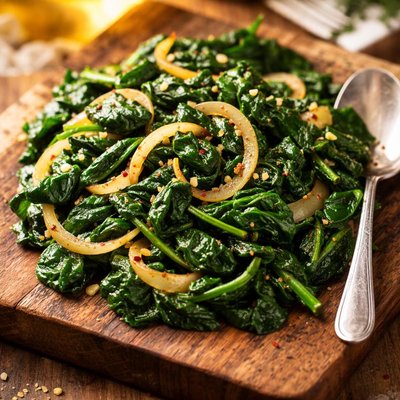Spinach with onions