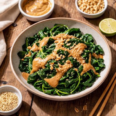 Spinach with peanut sauce