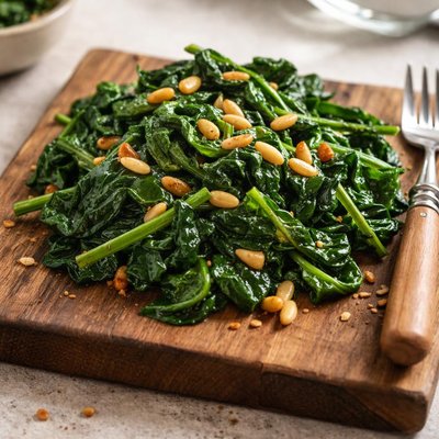 Spinach with pine nuts