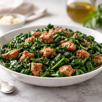 Spinach with sausage