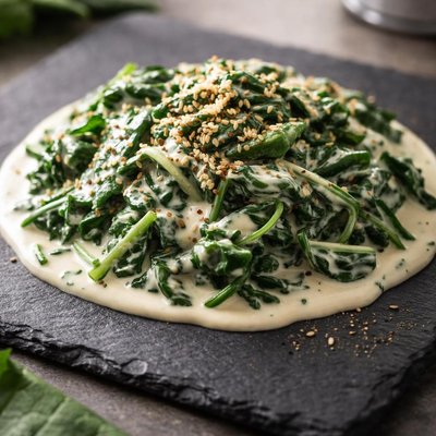 Spinach with soya cream
