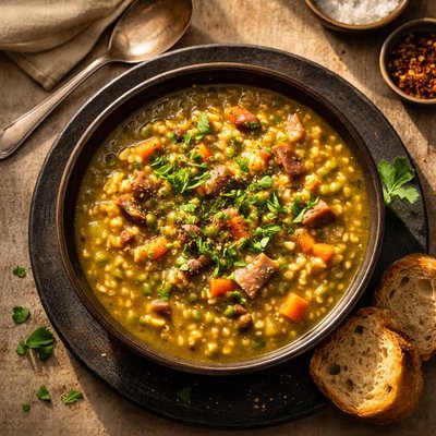 Split pea barley soup