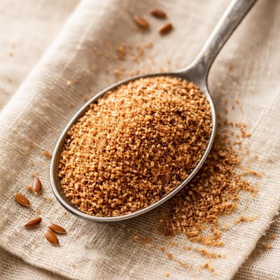 Spoonful of ground flaxseed