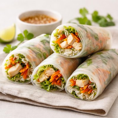 Spring rolls with chicken and carrot