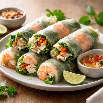 Spring rolls with shrimp and chicken