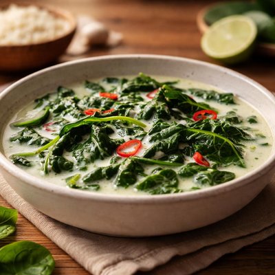 Spunach in coconut milk