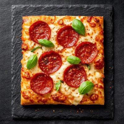 Square slice of pizza