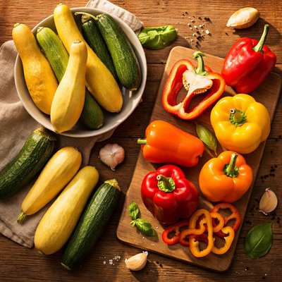 Squash and bell peppers