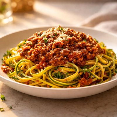 Squash noodles with meat sauce