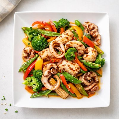 Squid and vegetable stir fry