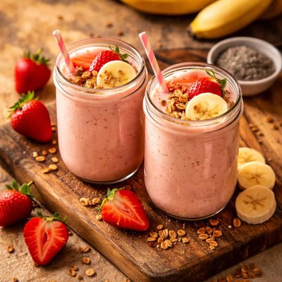 Sraw berry and bannana smoothie