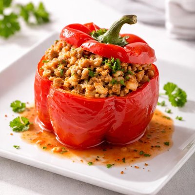Peperone ripieno con carne e riso