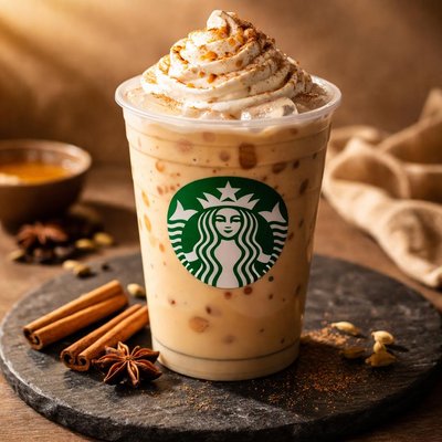 Starbucks grande iced chai with vanilla