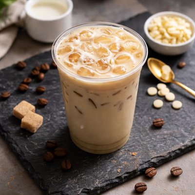 Starbucks grande iced white mocha with no whip cream