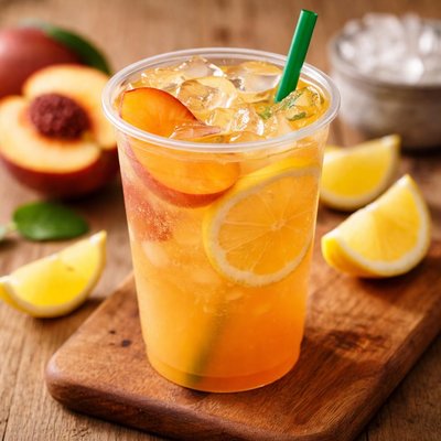 星巴克 桃子茶 柠檬 花杯