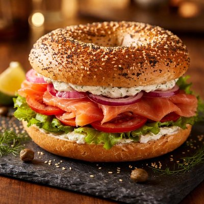 星巴克三文鱼贝果