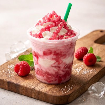 Starbucks small raspberry mini bubble frappe