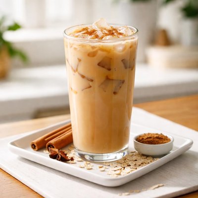Starbucks tall iced chai latte with oatmilk