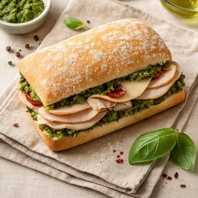 Starbucks turkey provolone and pesto in ciabatta