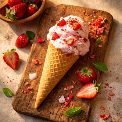 Stawberry icecream cone