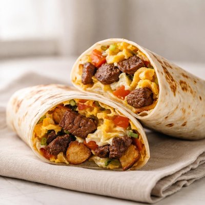 Steak and egg burrito