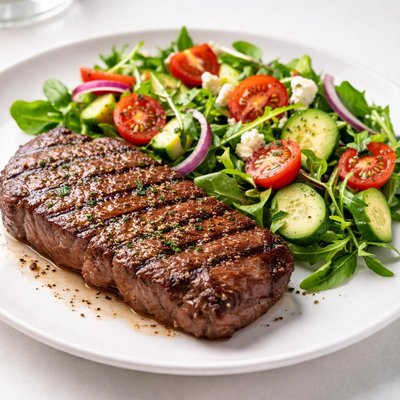 Steak and salad