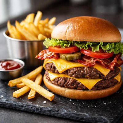 Steak and shake burger and fries
