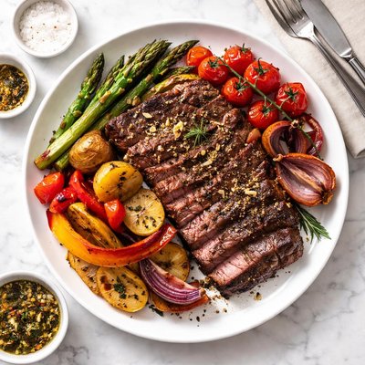 Steak and vegetables