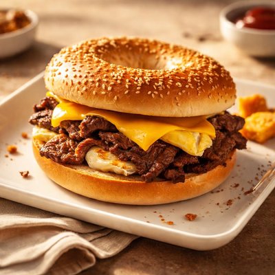 牛排蛋奶酪面包圈