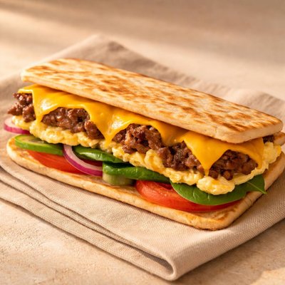 Steak egg and cheese flatbread subway