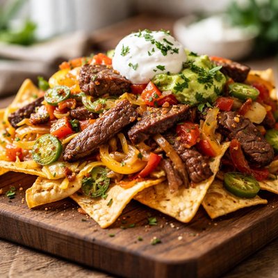 Steak fajita nachos