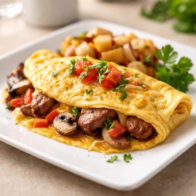 Steak omelette