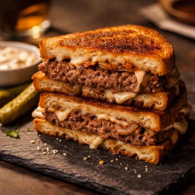 Steak patty melt