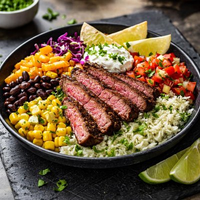 Steak taco bowl
