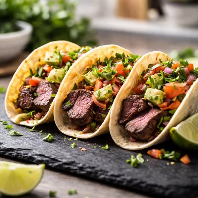 Steak tacos soft shell